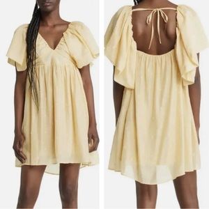 Anthropologie | Moon River | Yellow Polkadot Puff Sleeve Mini Dress